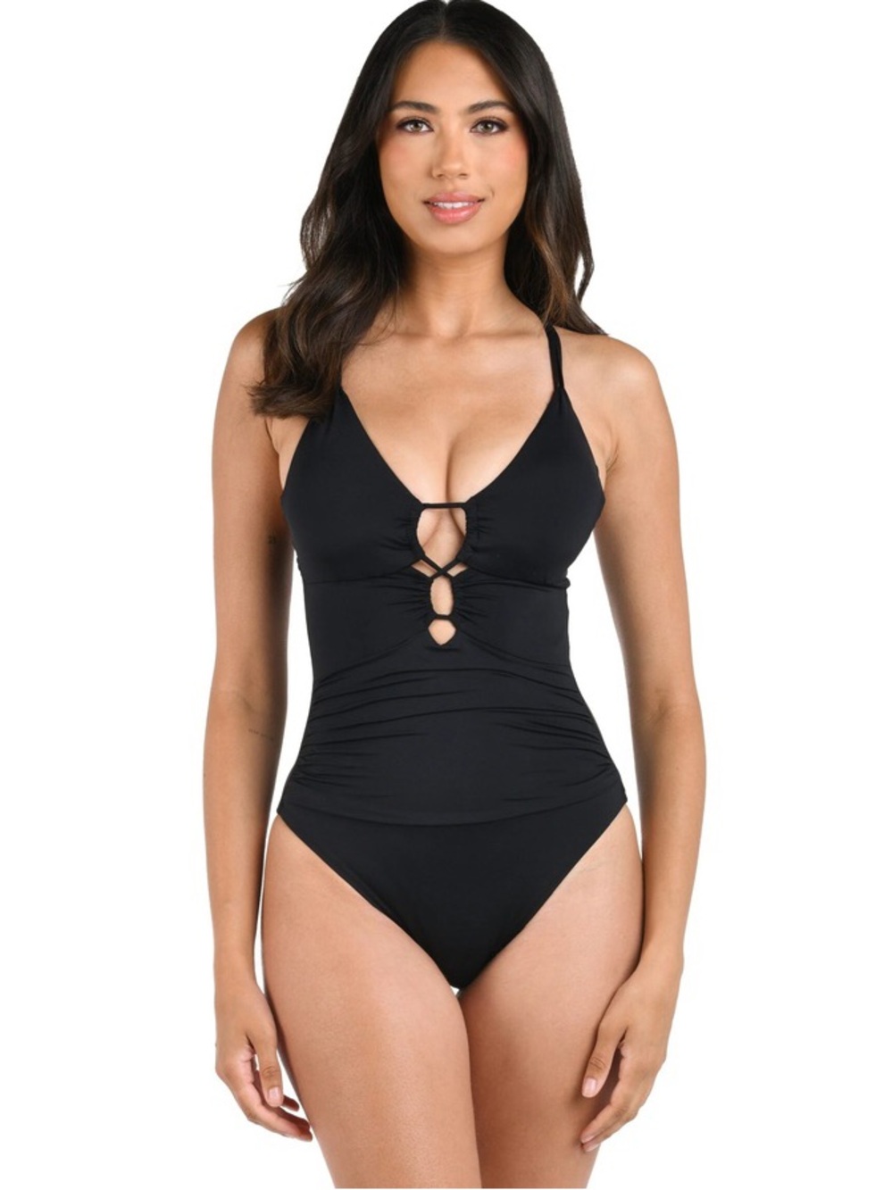 La Blanca Island Goddess Lace-Up One-Piece Swimsuit NWT